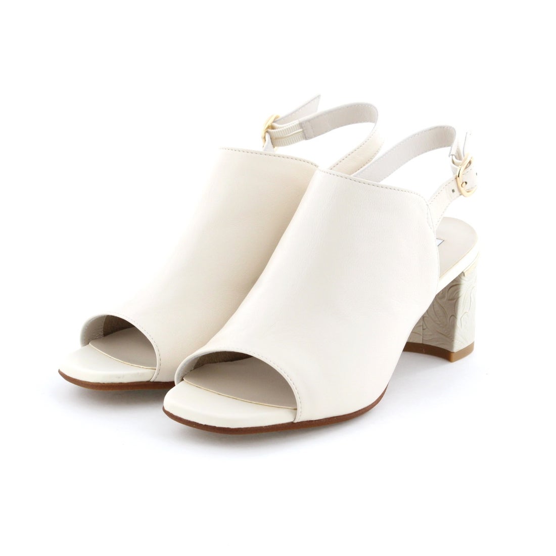 HIMIKO オープントゥ ホワイトミュール 本革(シープ) HIMIKO オープン