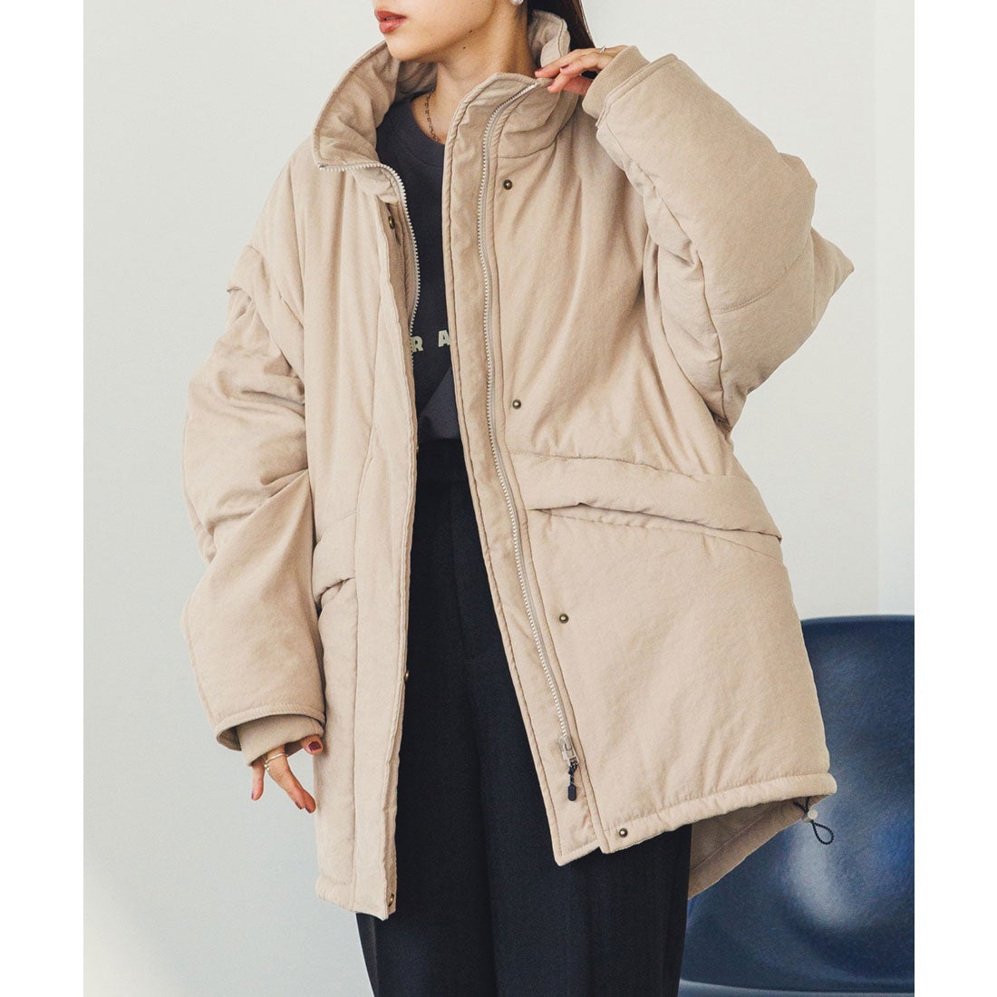 ハンチ hunch 袖取り外しモッズコート （ベージュ） -アウトレット