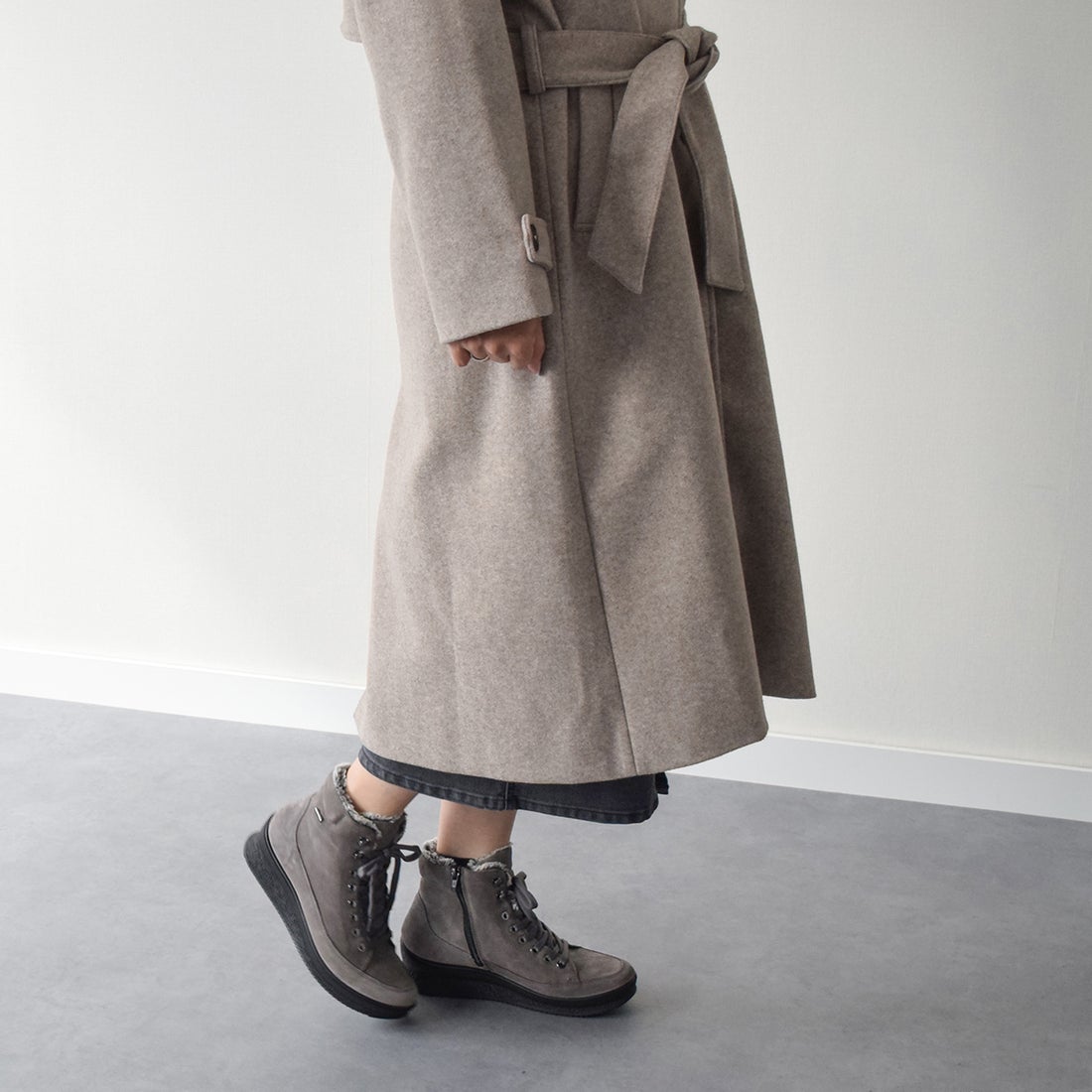 イマック IMAC ライニングムートンレースアップブーツ （グレー