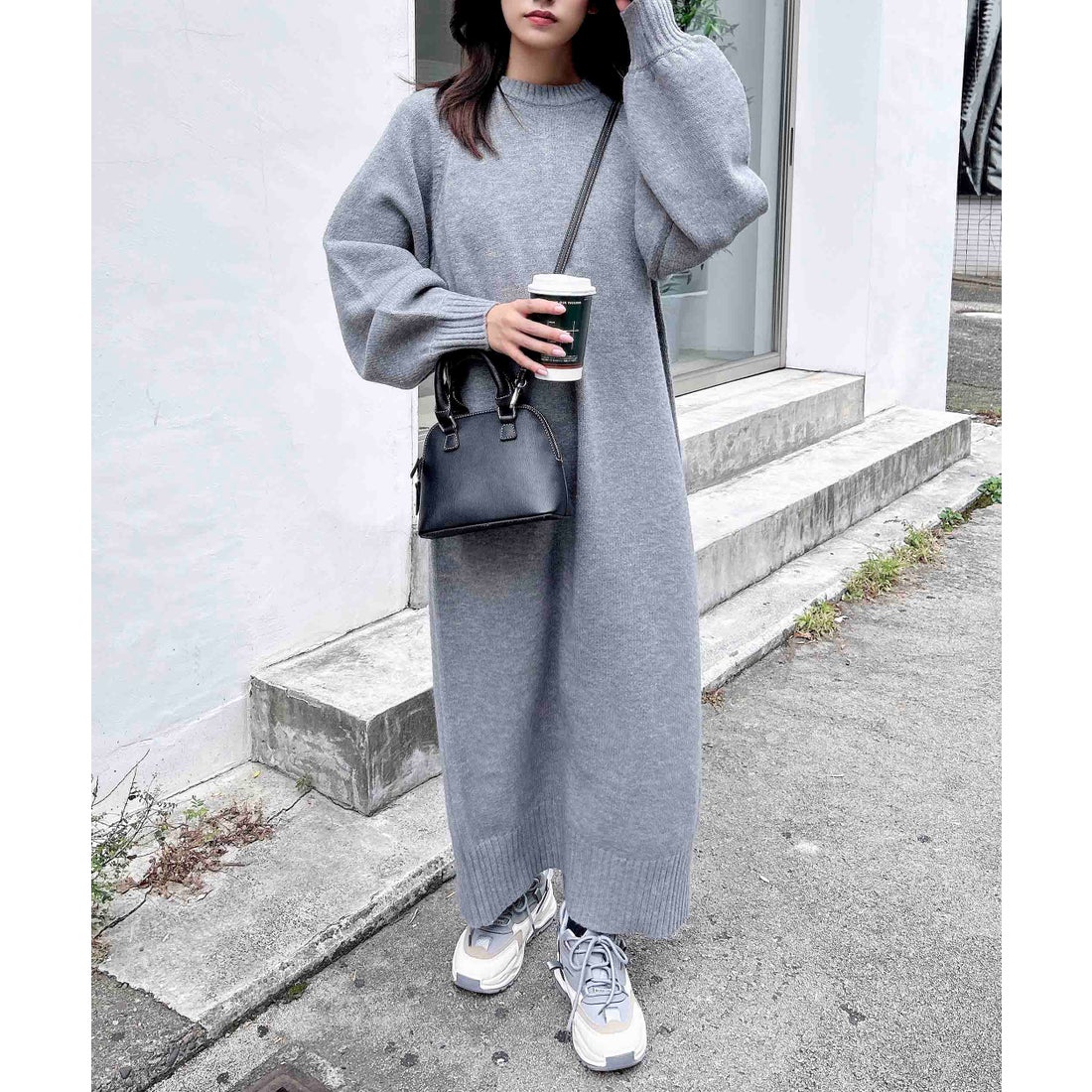 イング INGNI 5GモックN Backスリットニットワンピース （グレー