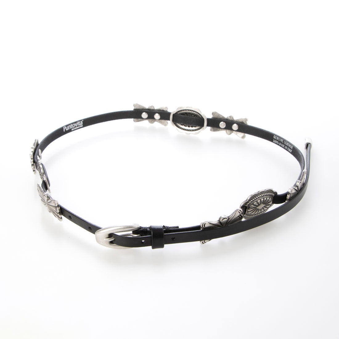 プントヴィータ Puntovita コンチョ細ベルト （NERO） - ファッション