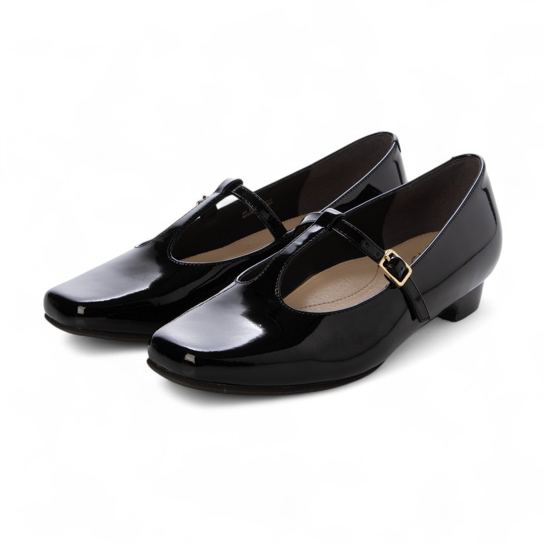 イング ing Tストラップパンプス （ブラックエナメル） -Mode et