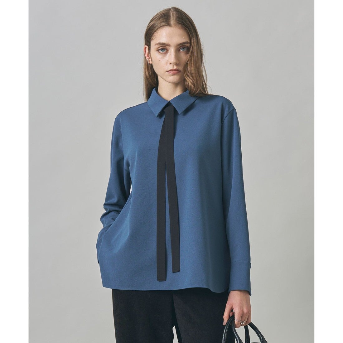 ICB 【洗える】マラボーテWジョーゼット ボウタイ付きシャツカラー