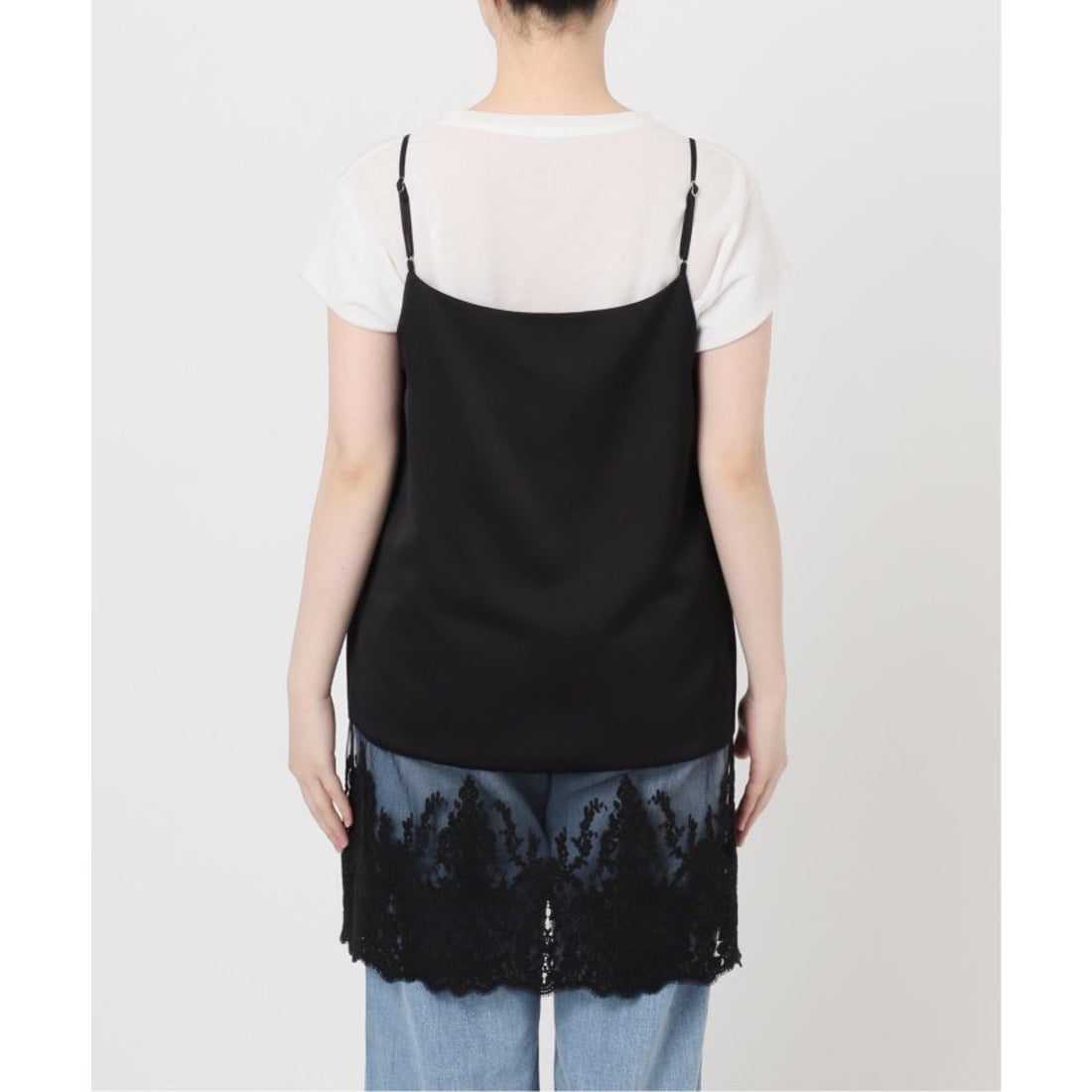 イエナ IENA Satinレース キャミソールワンピース （ブラック