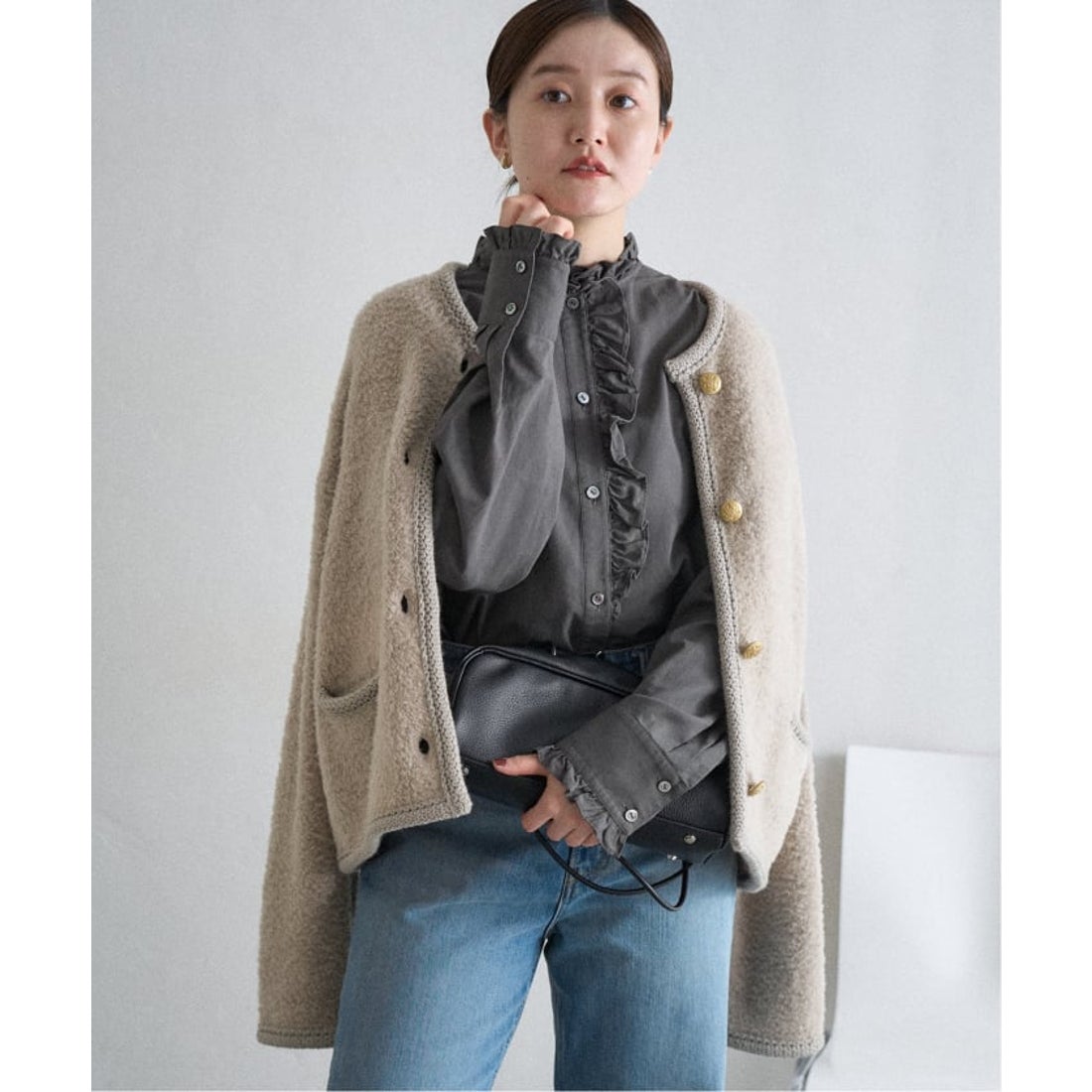 イエナ IENA ボアニットカーディガン （ベージュ） -ファッション通販