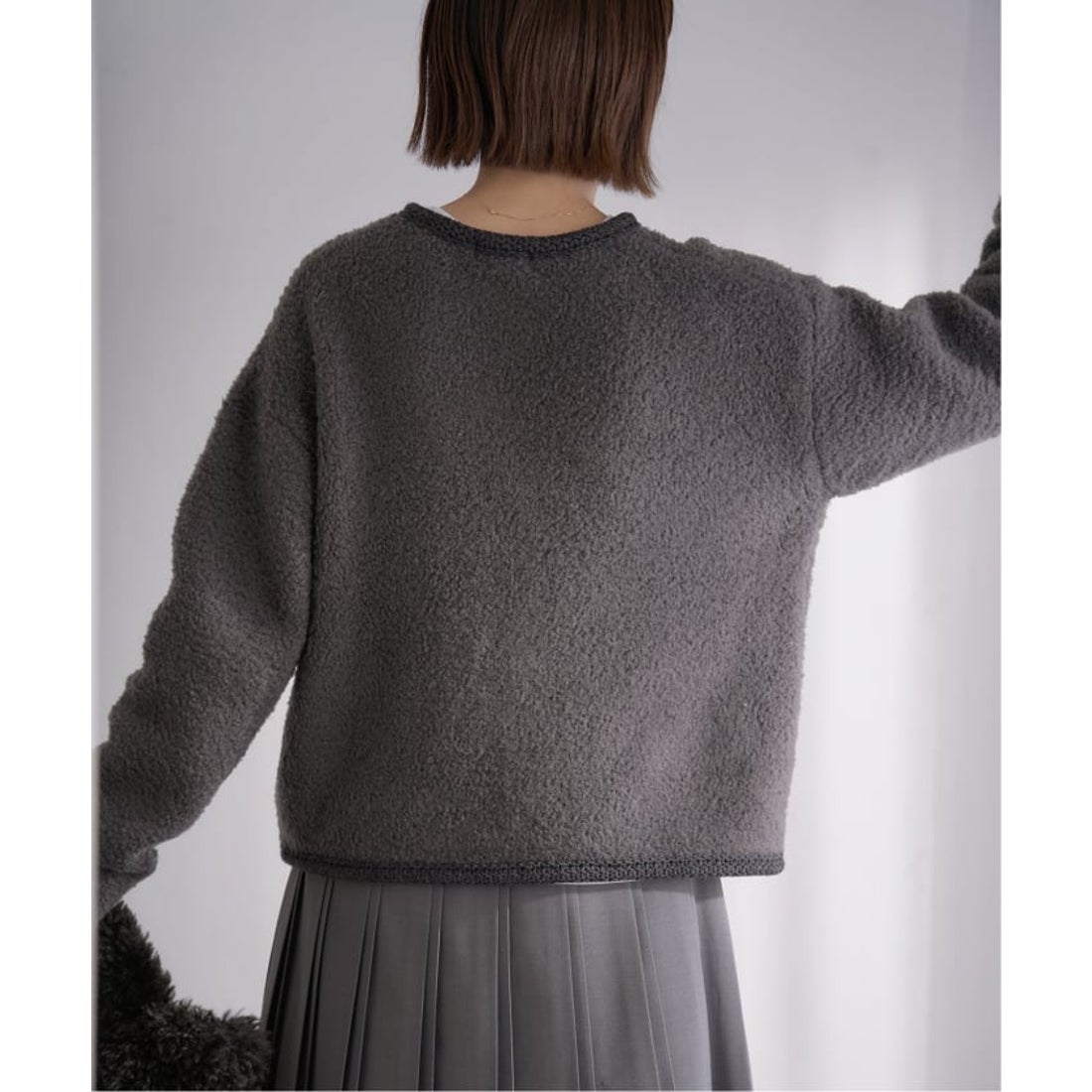 イエナ IENA ボアニットカーディガン （グレー） - ファッション通販