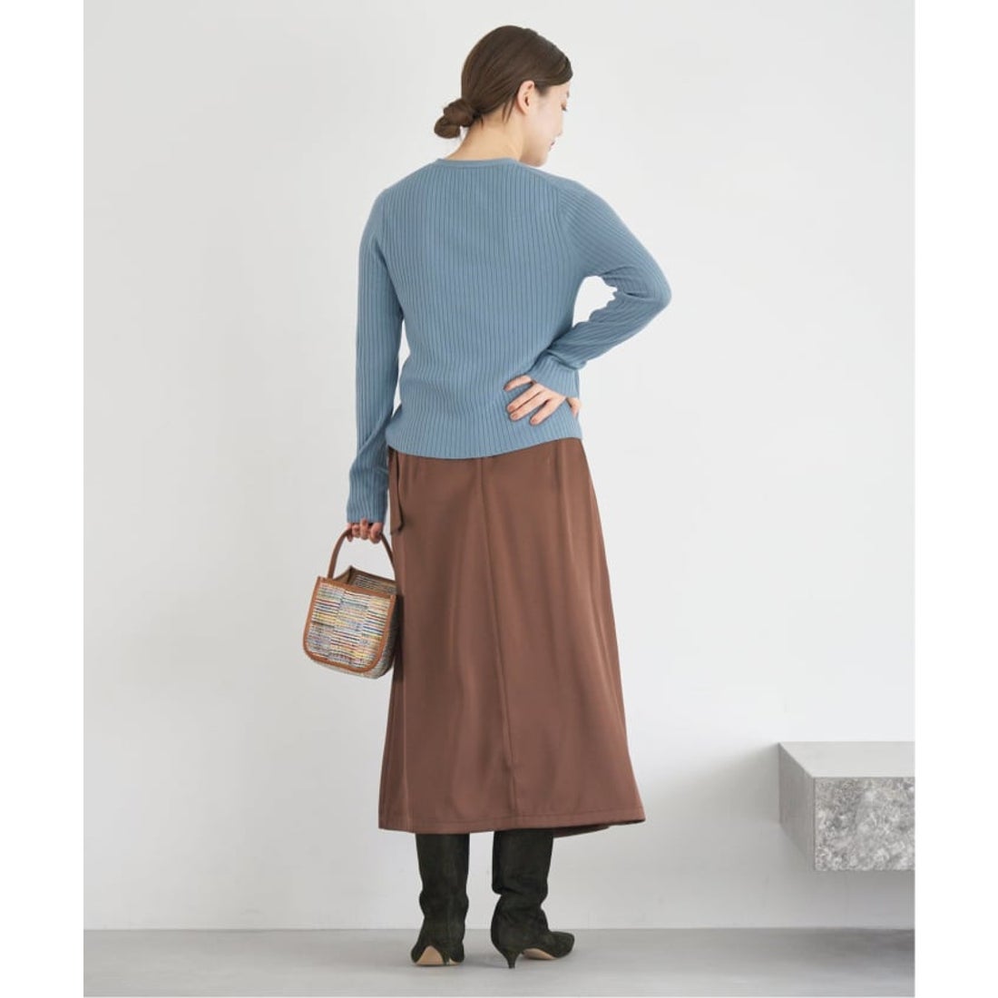 イエナ IENA 《追加》イタリア ヤーン RIB Vネックカーディガン