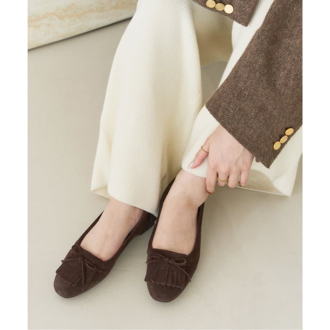 ル タロン LE TALON 《追加》レザーキルトタッセルフラット （ブラウン