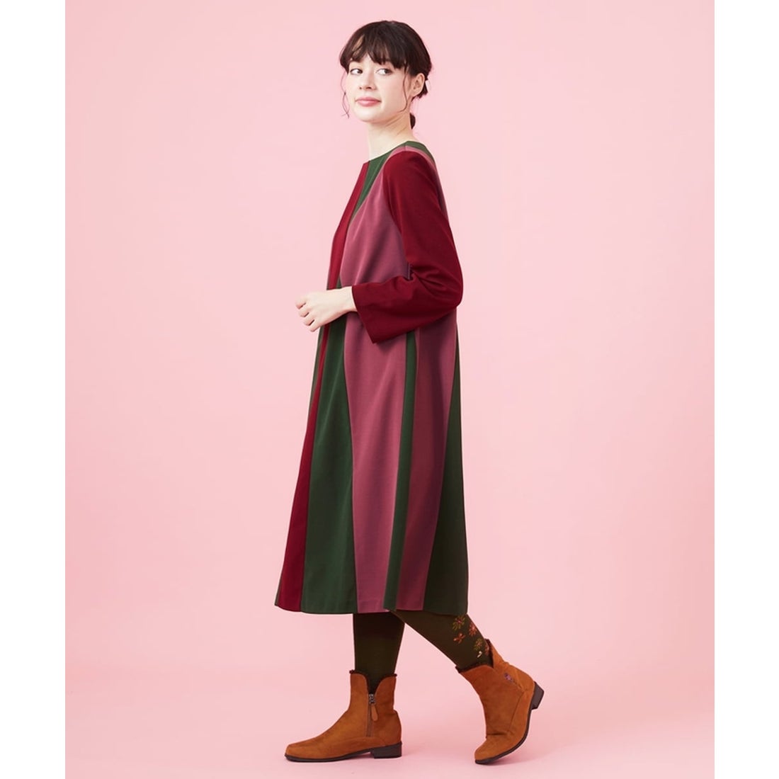 ホコモモラ Jocomomola Bloque 配色パッチワークワンピース （ライト