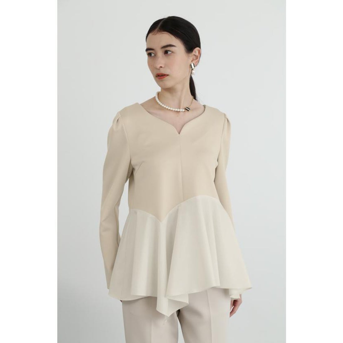 ジル スチュアート JILL STUART ストレッチダブルクロスタフタコンビ