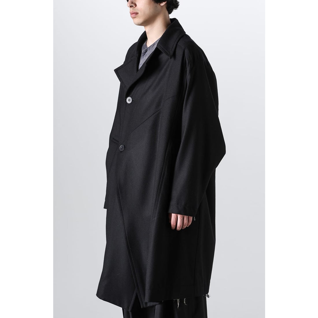 ユリウス JULIUS Wool Cashmere Saxony Over Size Long Coat （Black