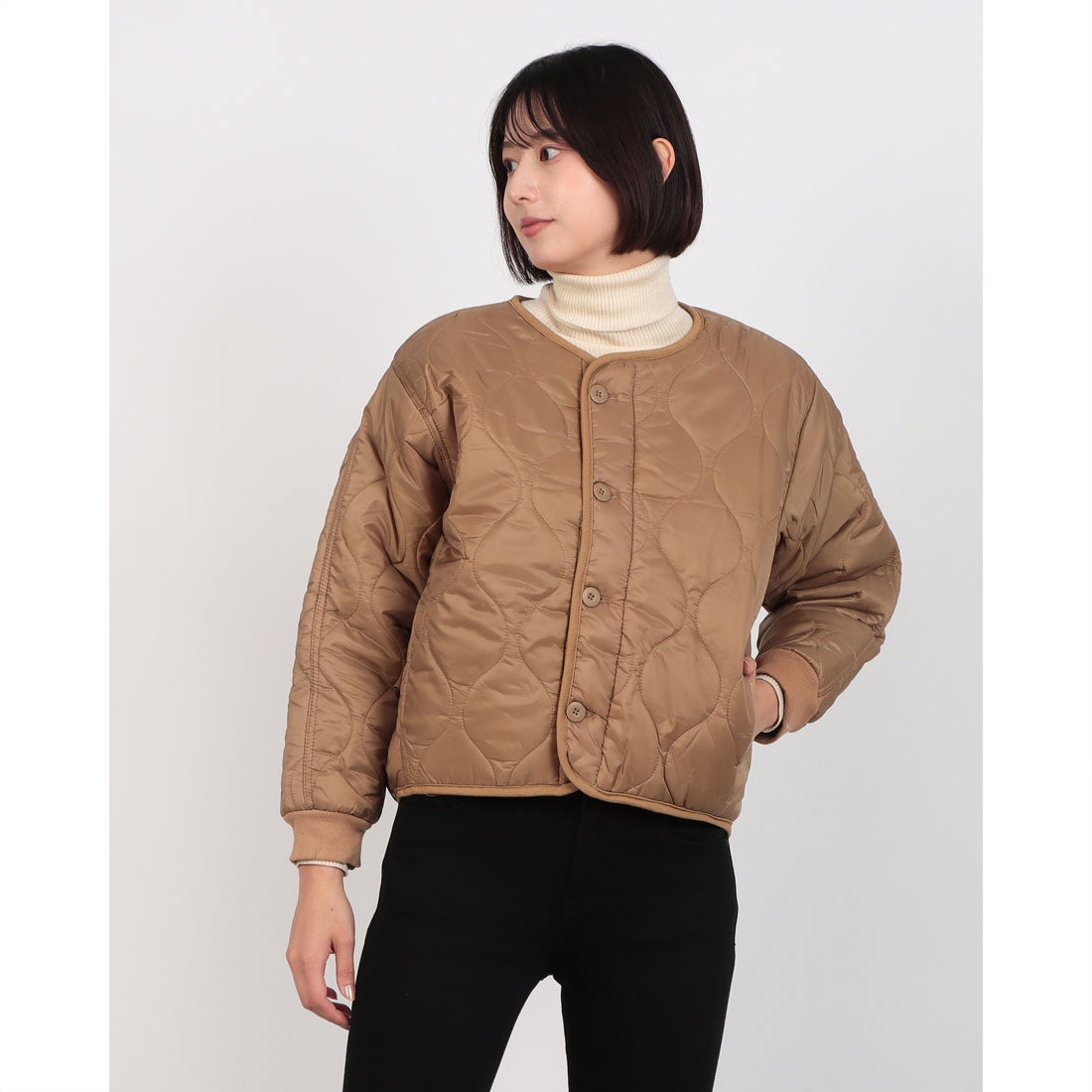 オムネス OMNES ウェーブキルトショートジャケット キルティング