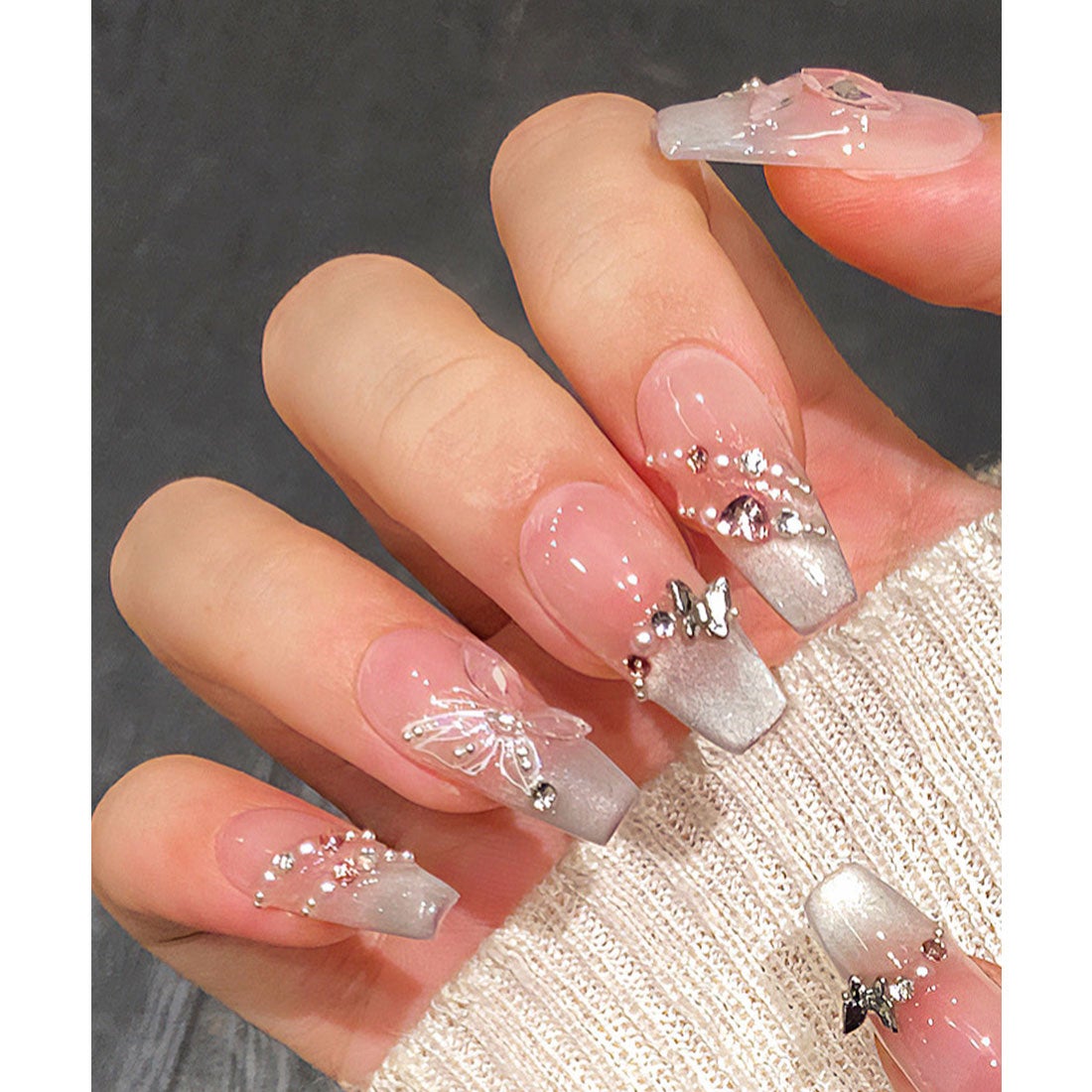 レースレディース Lace Ladies 3D バタフライ ビジューライン フレンチ