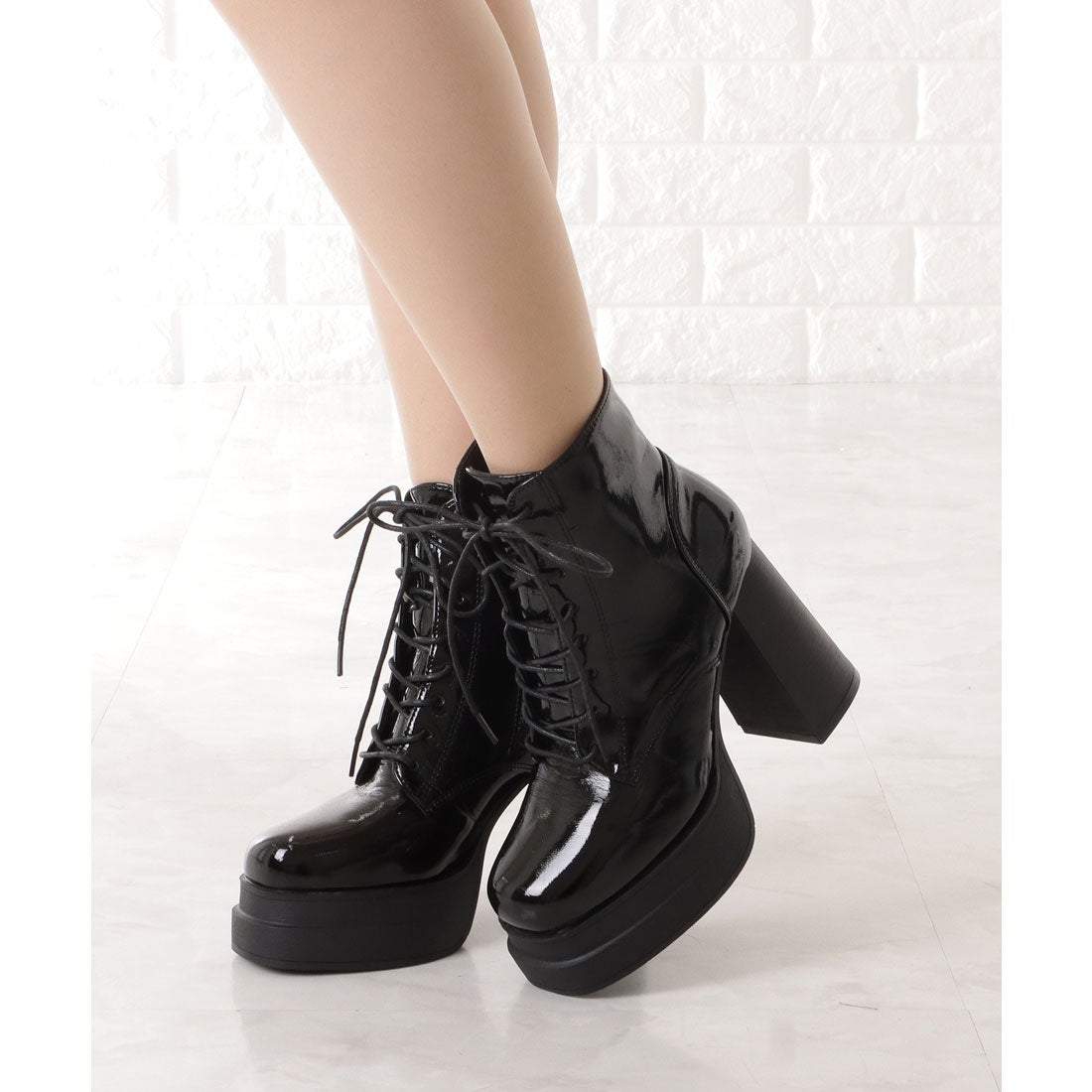 レースレディース Lace Ladies 厚底ハイヒールレースアップブーツ