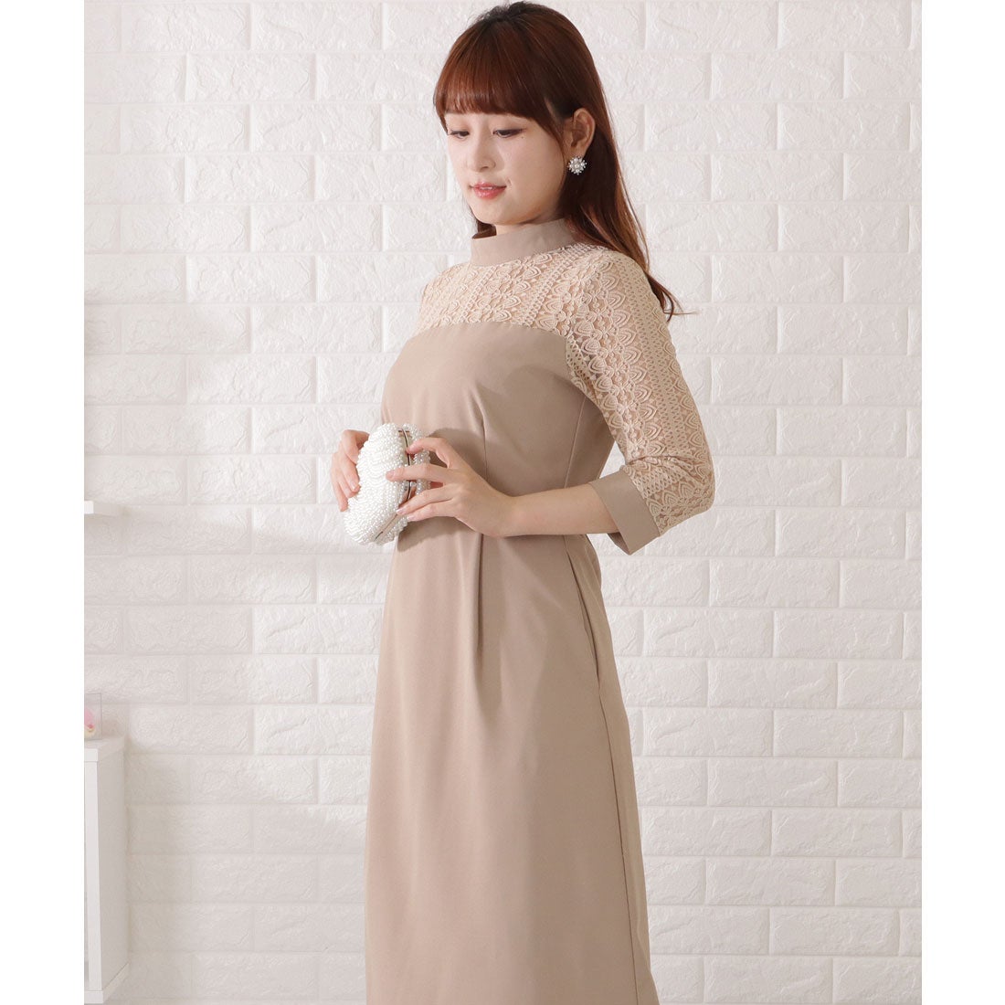 レースレディース Lace Ladies 7分袖レトロレースドッキングワンピース