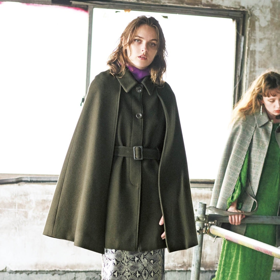 LILY BROWN リリーブラウン Lily Brown レザーパイピングケープコート