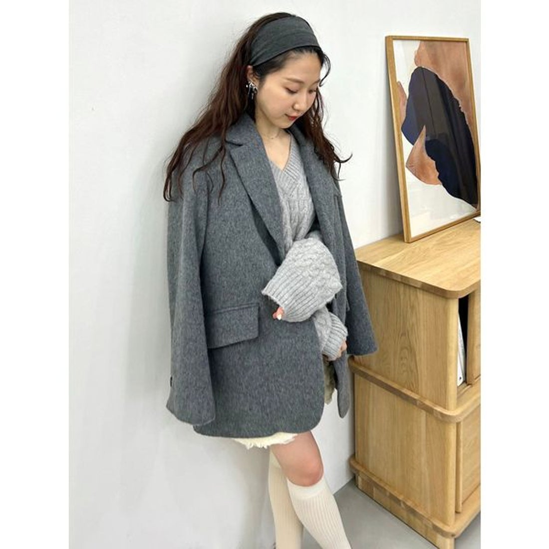 リリーブラウン LILY BROWN シャギーオーバージャケット （GRY） -靴