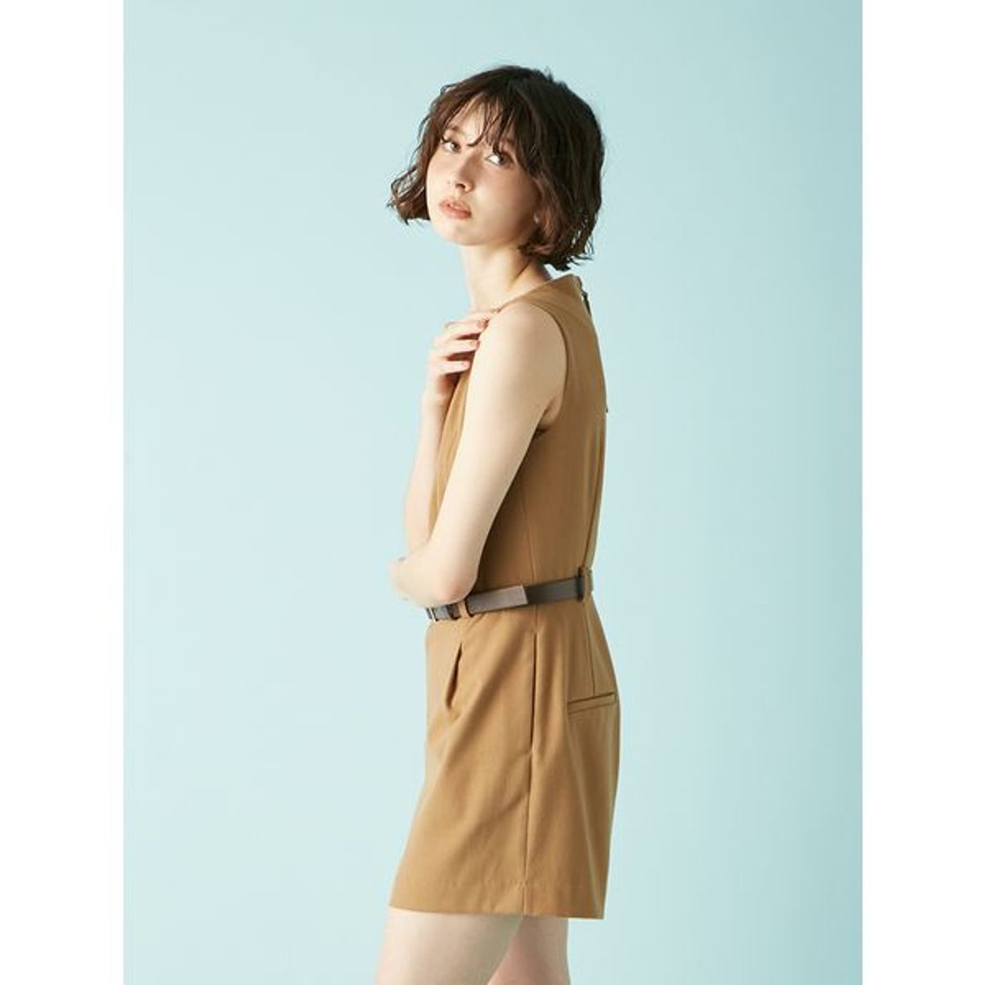 リリーブラウン LILY BROWN ベルト付きミニロンパース （GRY