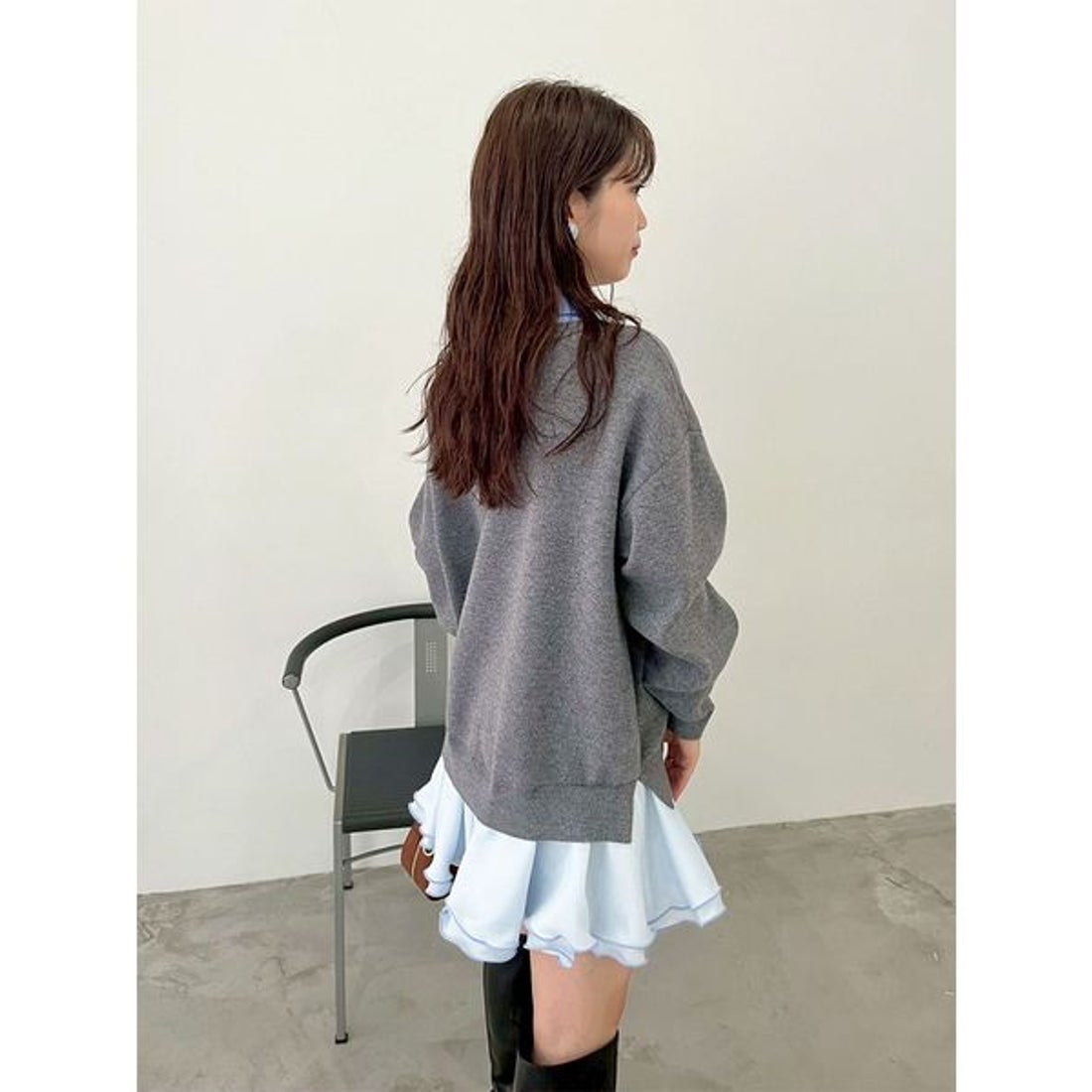 リリーブラウン LILY BROWN シャツドッキングフリルミニワンピース