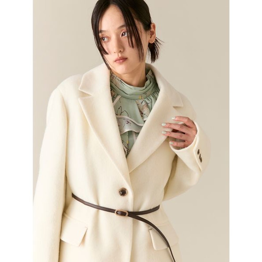 リリーブラウン LILY BROWN ベルト付きシャギーオーバージャケット