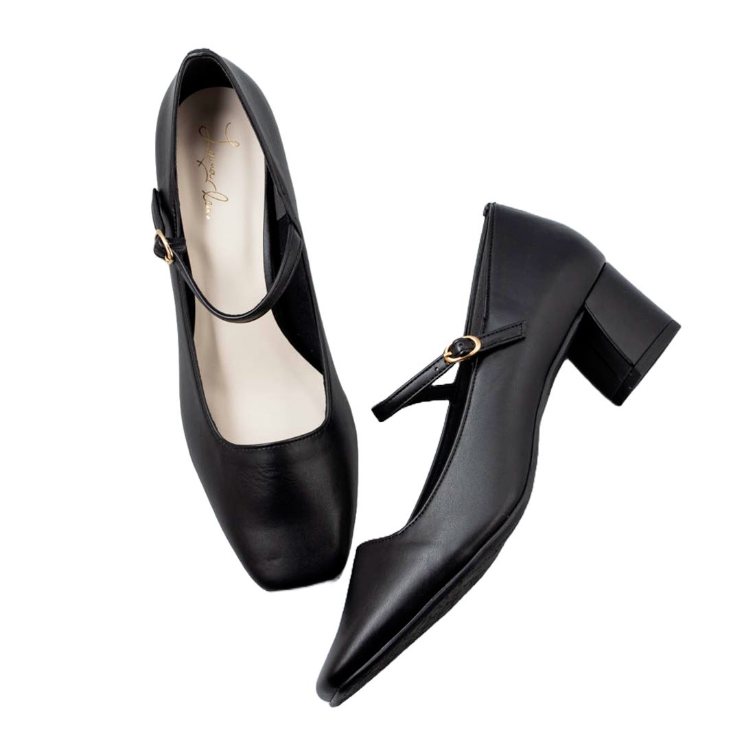 スクエアトゥメリージェーンパンプス(0533) （ブラック） -レディース