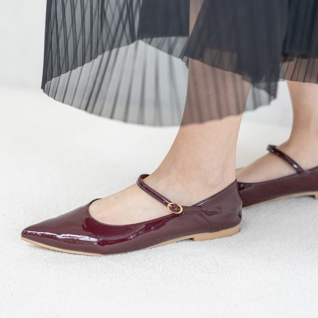 メリージェーンストラップパンプス(0482) （ブラックE） -レディース