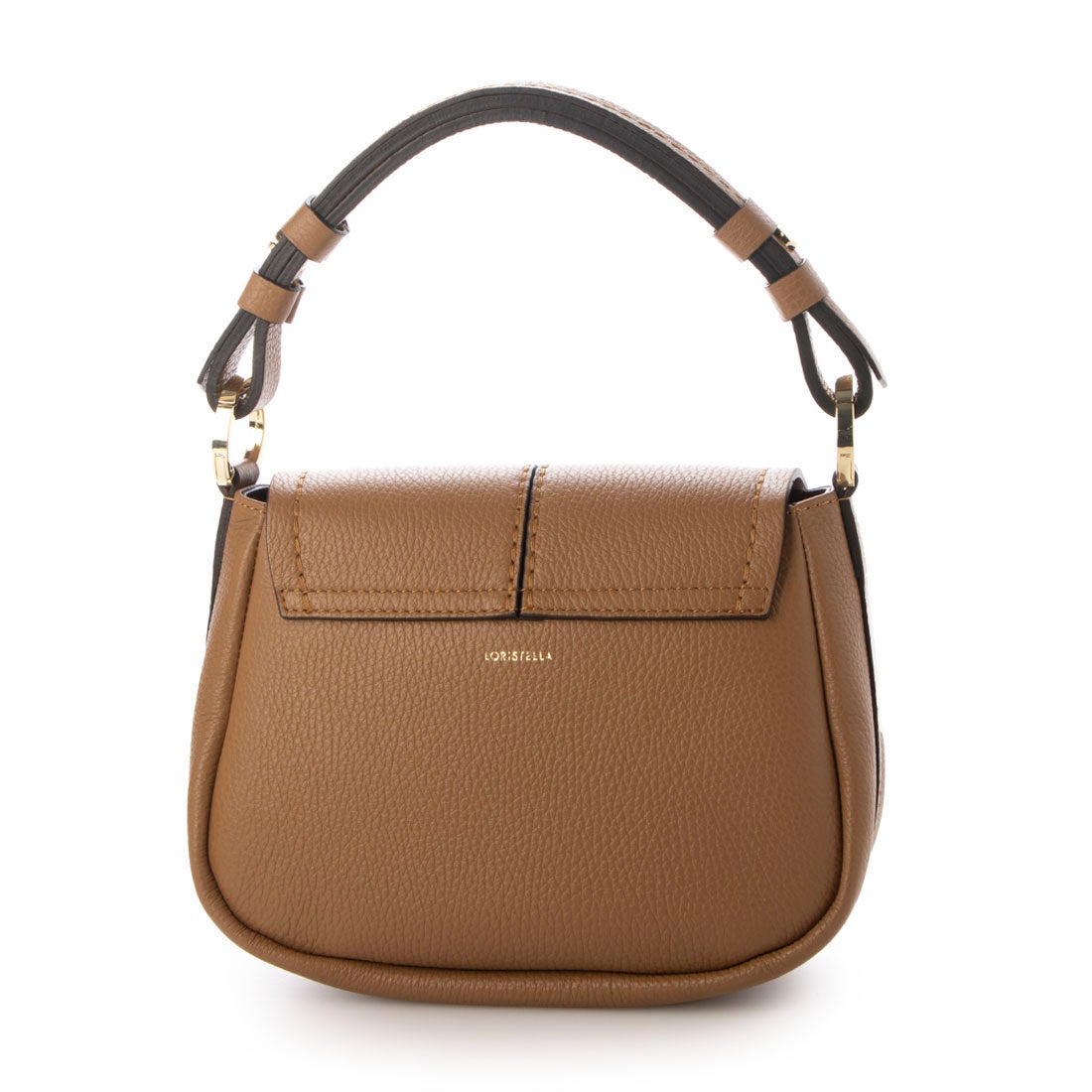 ロリステッラ LORISTELLA シュリンクレザーフラップバッグ （キャメル