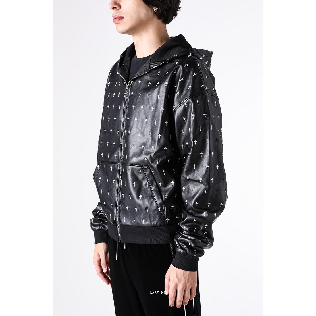 ラストネスト LAST NEST Allover Cross Zip-up Hoodie （Black
