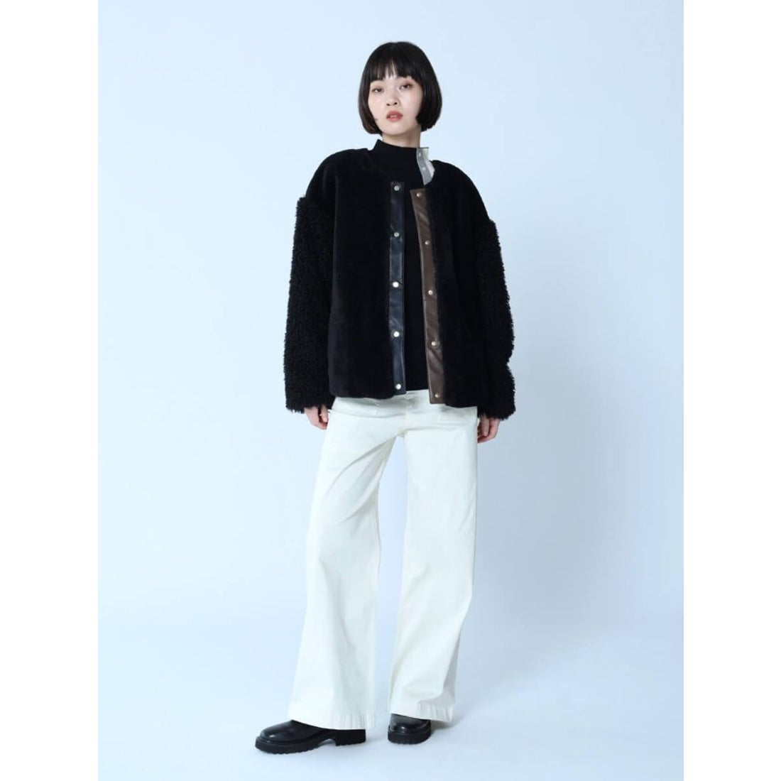 ラシュッド LASUD スリットロゴボアブルゾン （ベージュ） -靴