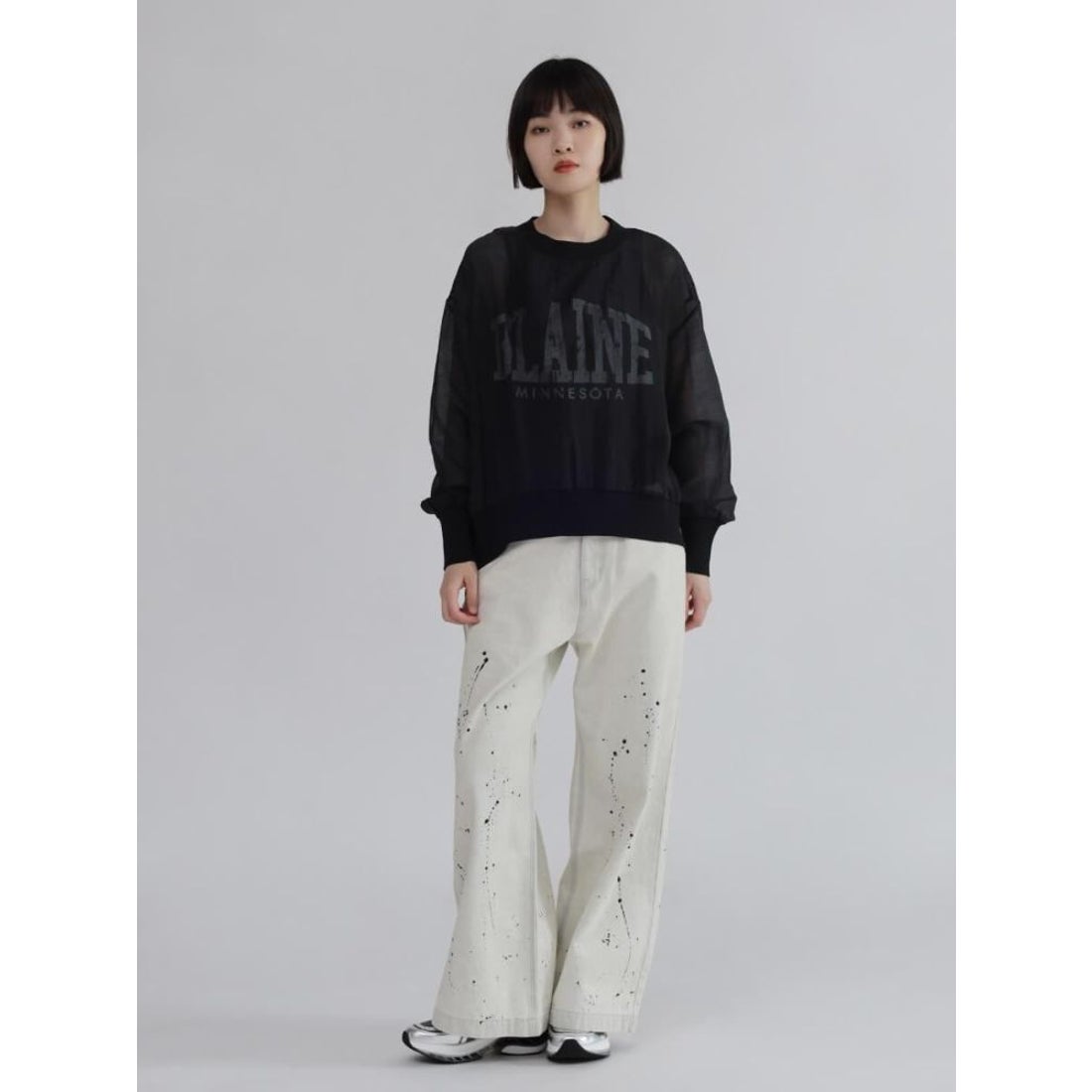 ラシュッド LASUD 裾リブロゴシアートップス （ブラウン