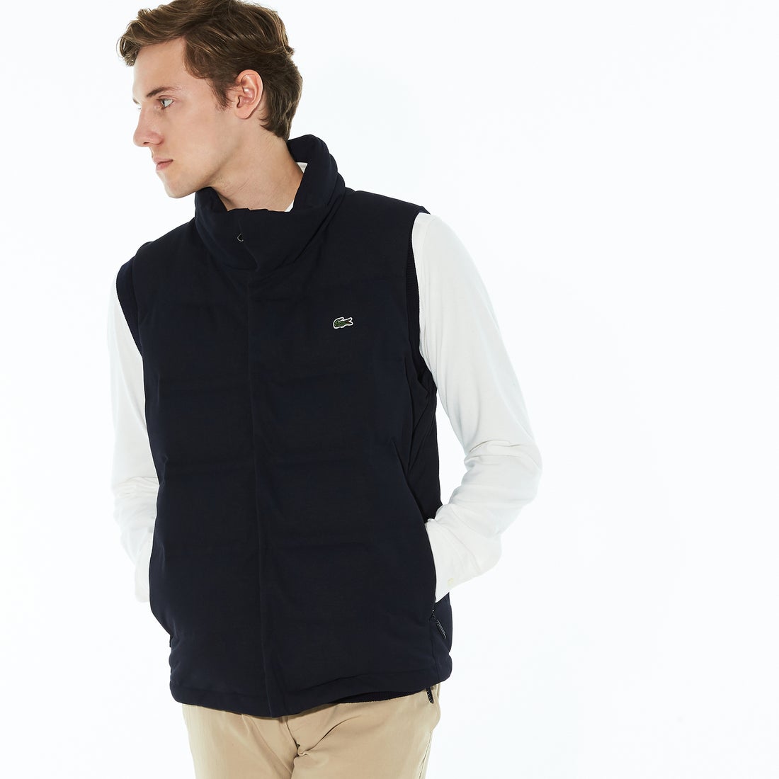 ラコステ LACOSTE ピケダウンベスト （ネイビー） -アウトレット通販