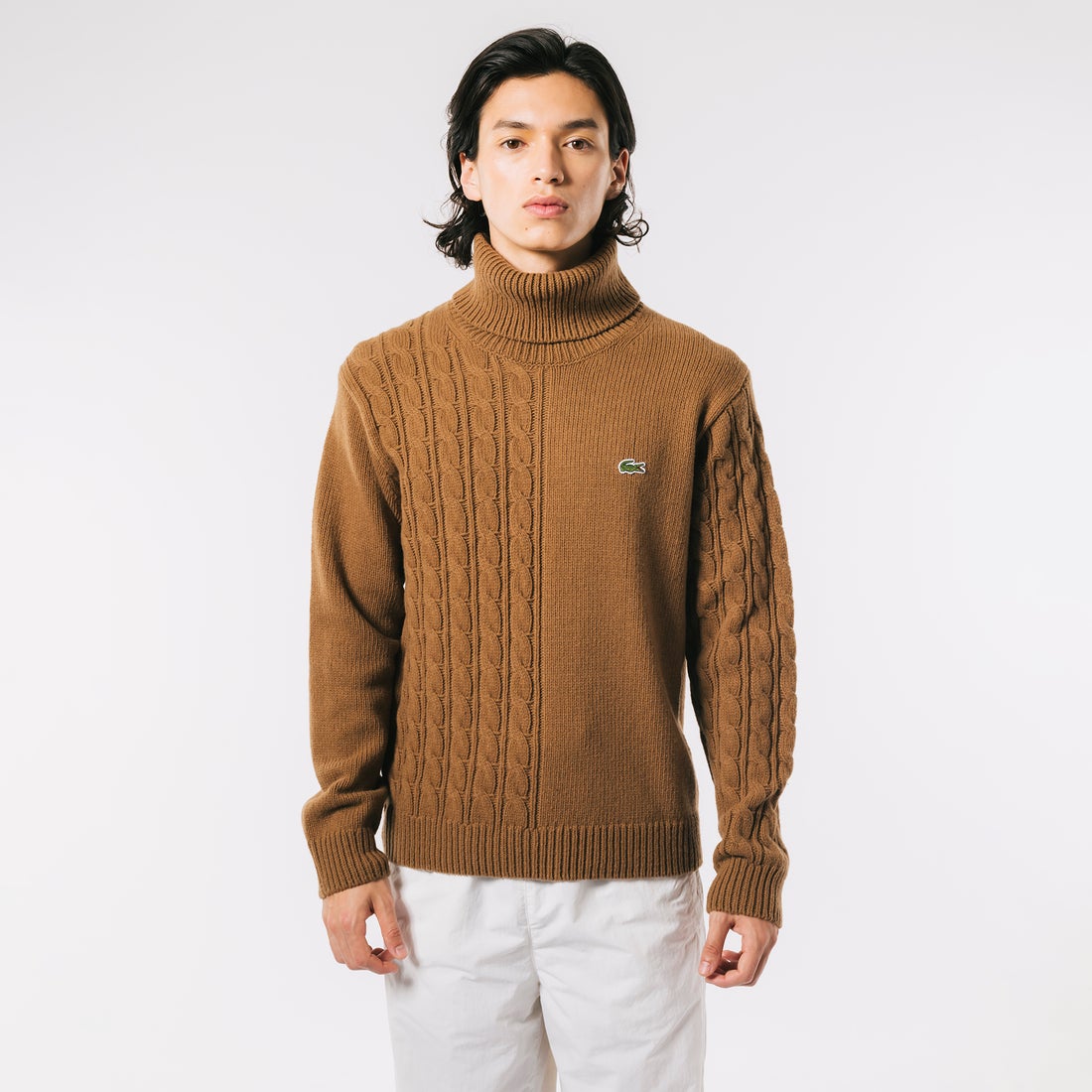 ラコステ LACOSTE アシンメトリータートルネックニットセーター