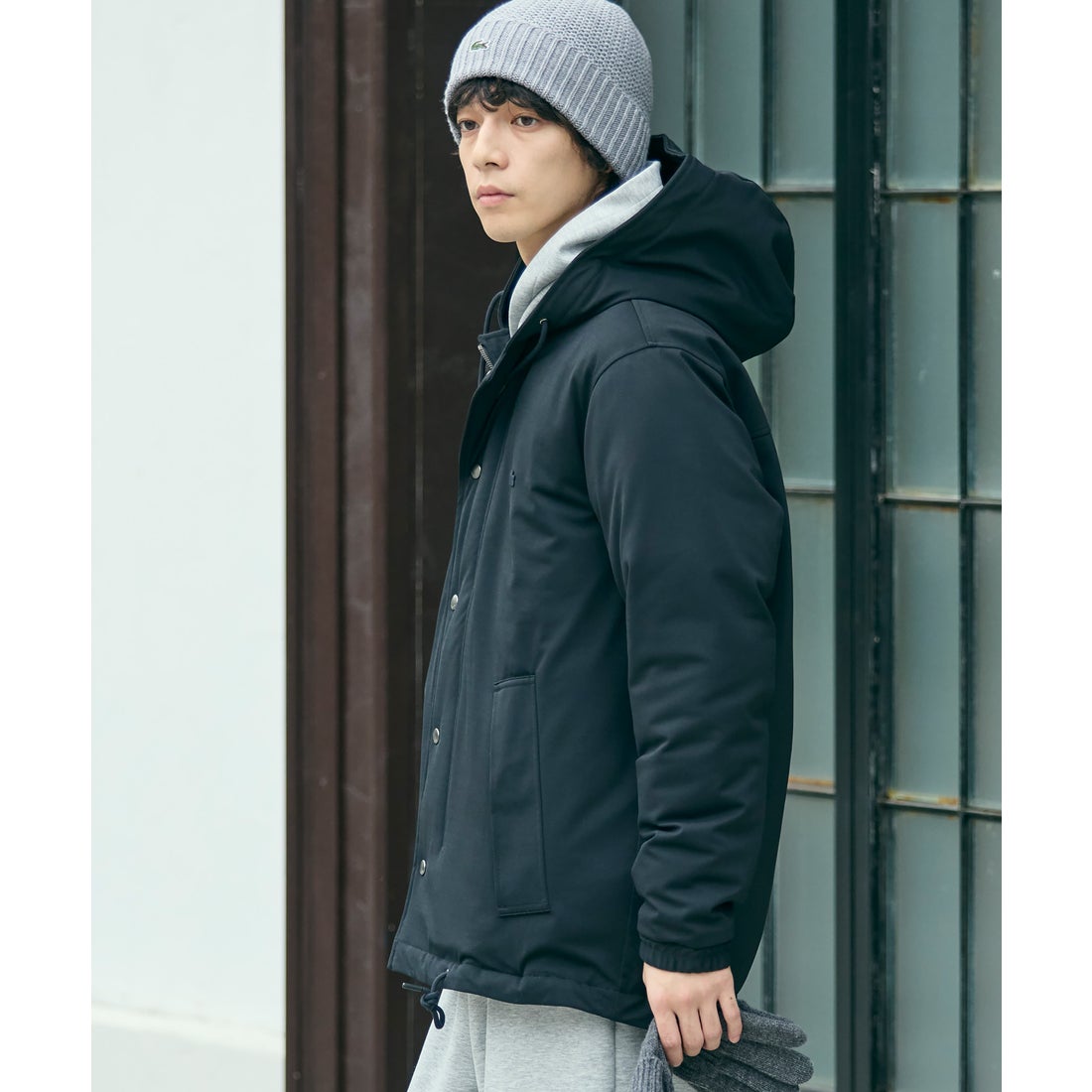 ラコステ LACOSTE 耐水透湿ダウンジャケット（ブラック） -靴