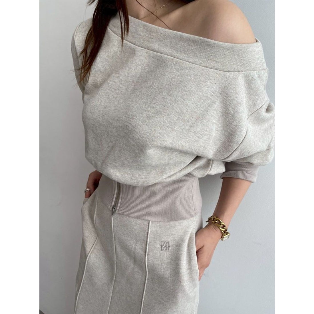 ラグナムーン LAGUNAMOON ウエストZIPラメスウェットプルオーバー