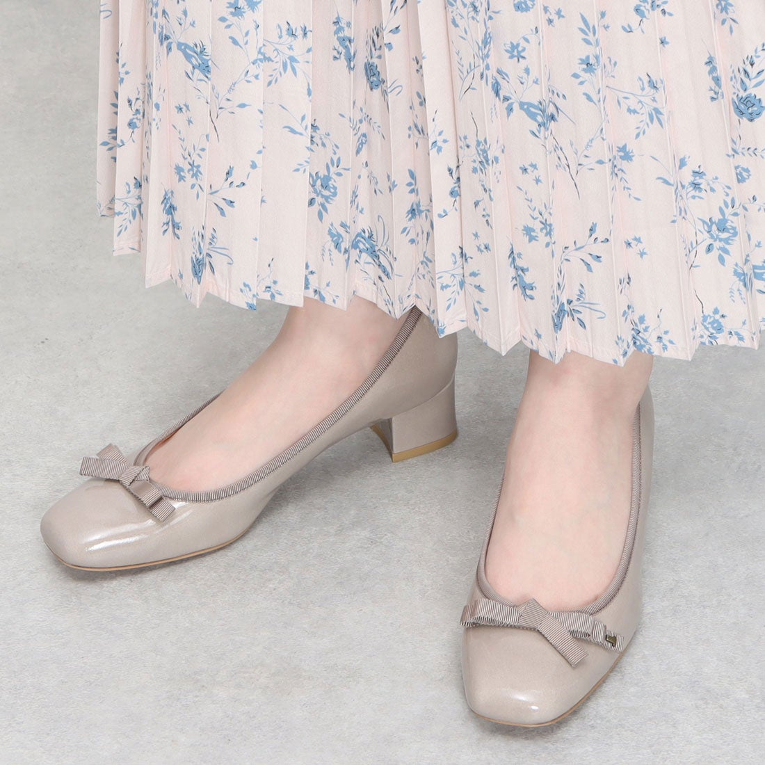 ランバン オン ブルー LANVIN en Bleu スクエアトゥリボンモチーフ