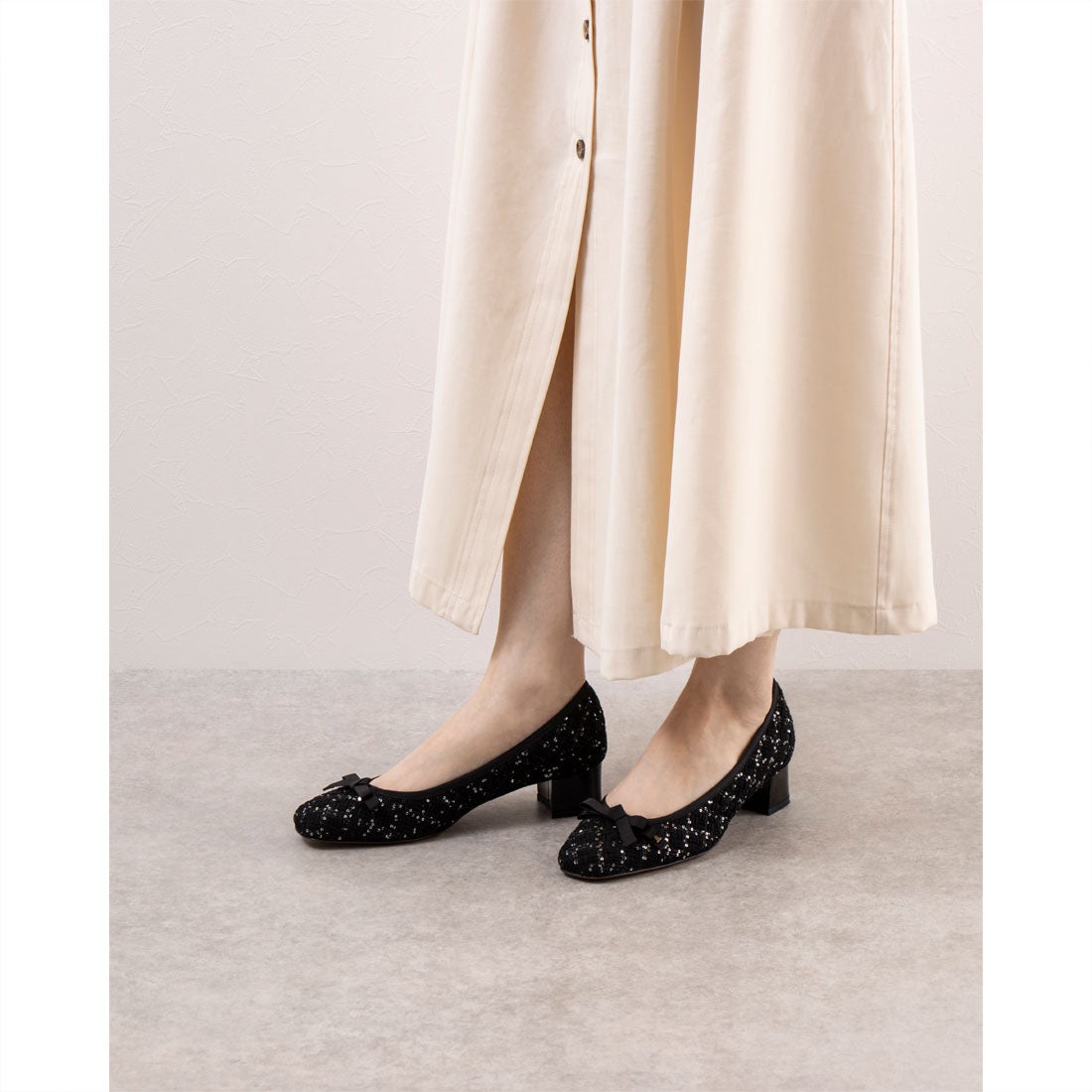 ランバン オン ブルー LANVIN en Bleu スクエアトゥリボンモチーフ