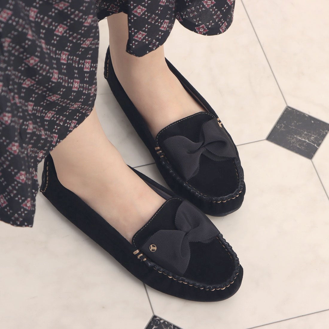 ランバン オン ブルー LANVIN en Bleu リボンモチーフソフトモカシン