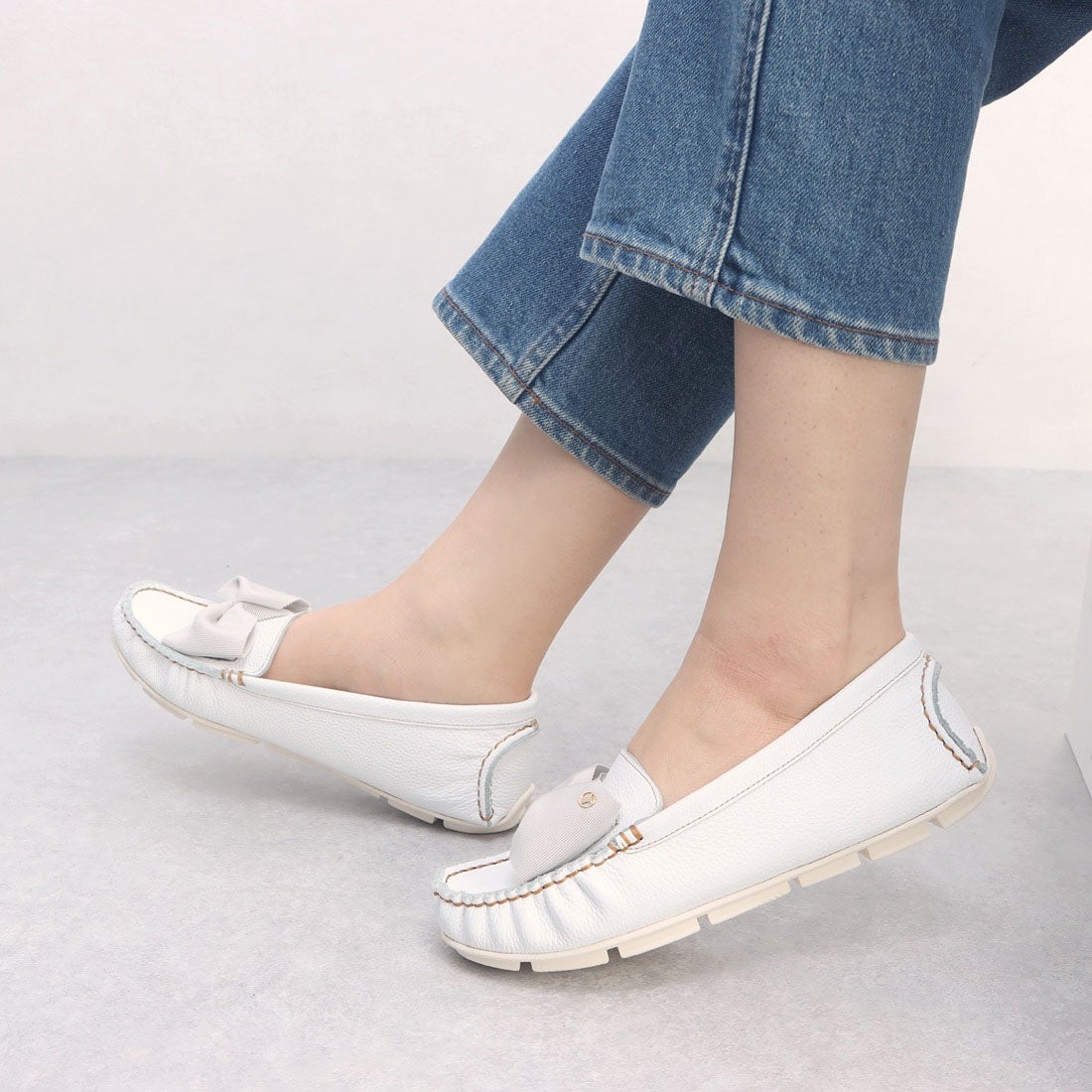 ランバン オン ブルー LANVIN en Bleu リボンモチーフソフトモカシン