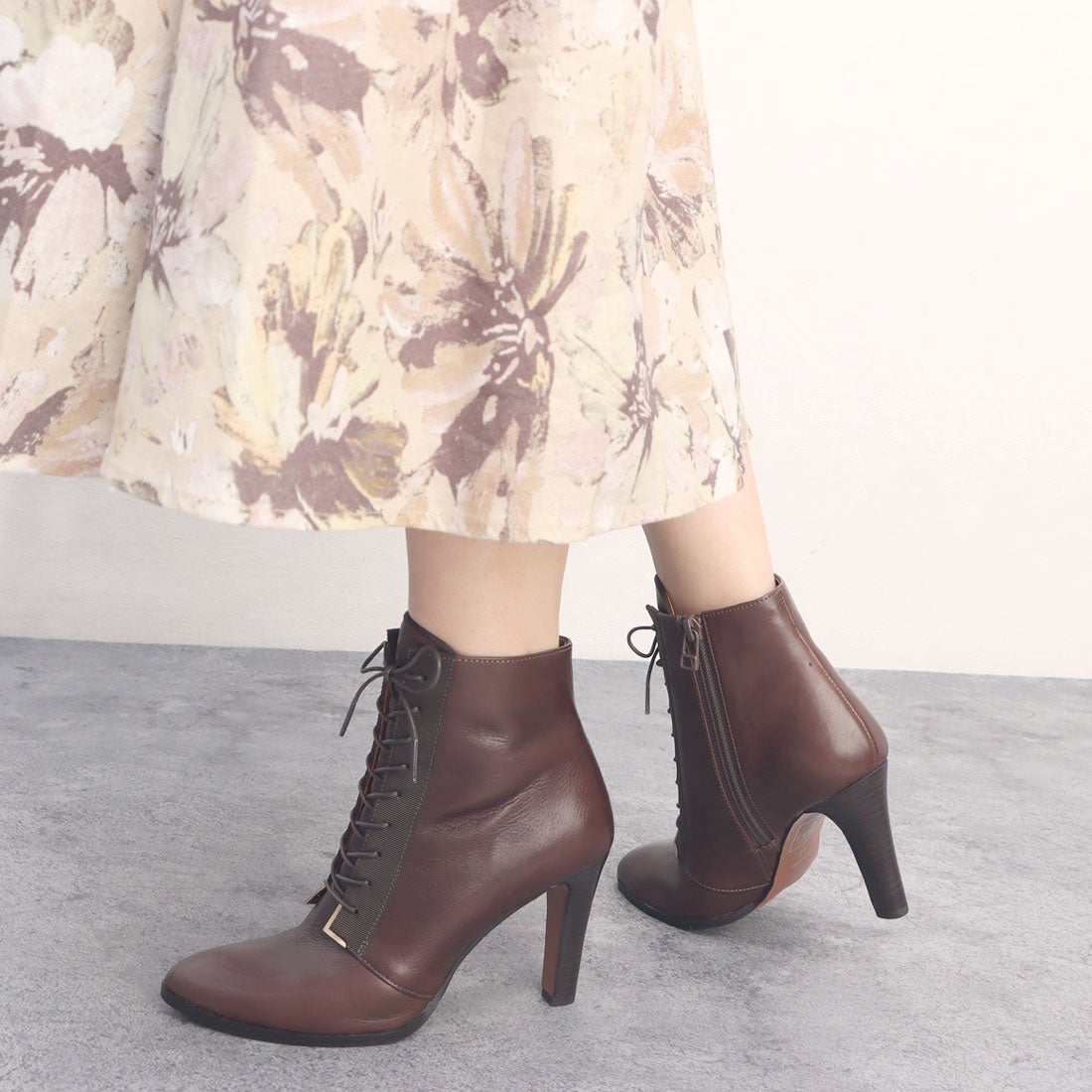 ランバン オン ブルー LANVIN en Bleu レースアップショートブーツ