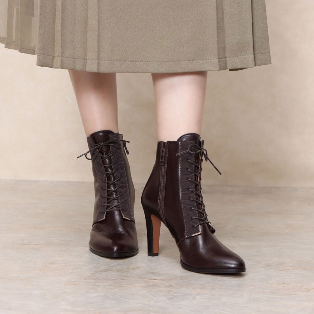 ランバン オン ブルー LANVIN en Bleu レースアップショートブーツ