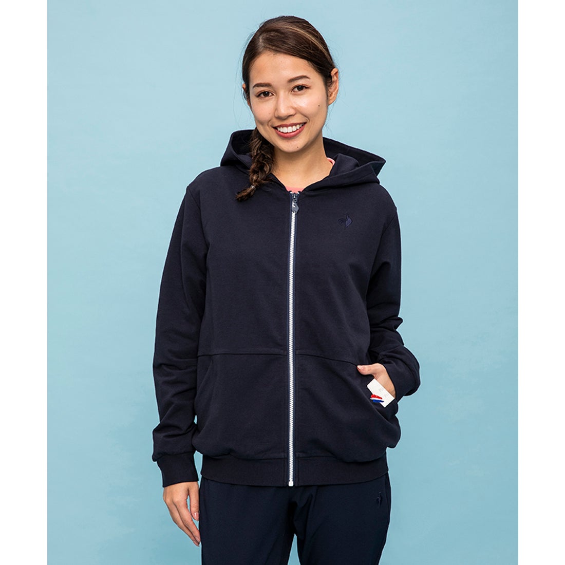 le coq sportif スウェットフルジップパーカー （ネイビー） -デサント