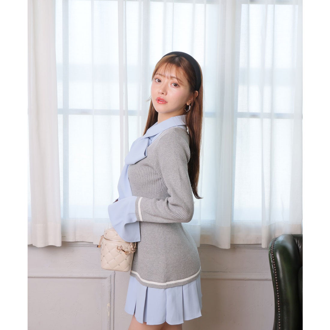 リップサービス LIP SERVICE シャツドッキングプリーツワンピース