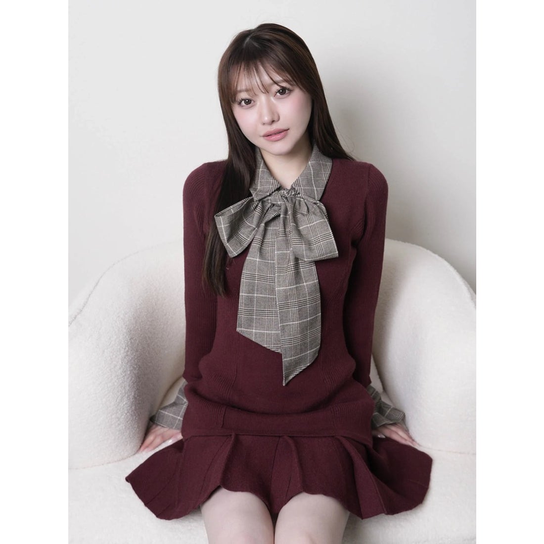 リップサービス LIP SERVICE フロントZIPニットプリーツワンピース