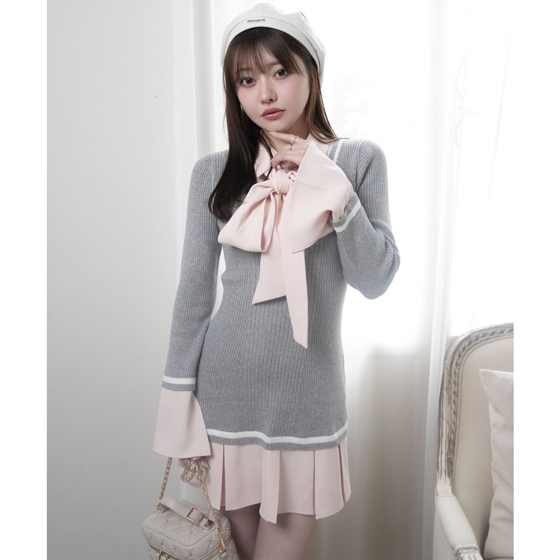 リップサービス LIP SERVICE シャツドッキングプリーツワンピース