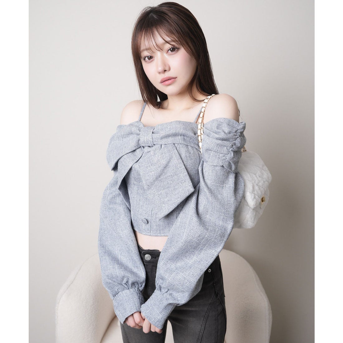 リップサービス LIP SERVICE リボンオフショルロングスリーブトップス