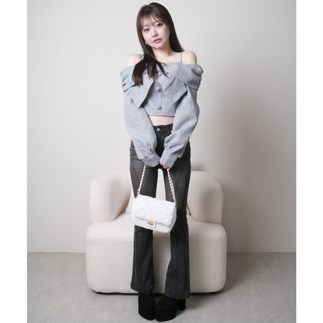 リップサービス LIP SERVICE リボンオフショルロングスリーブトップス