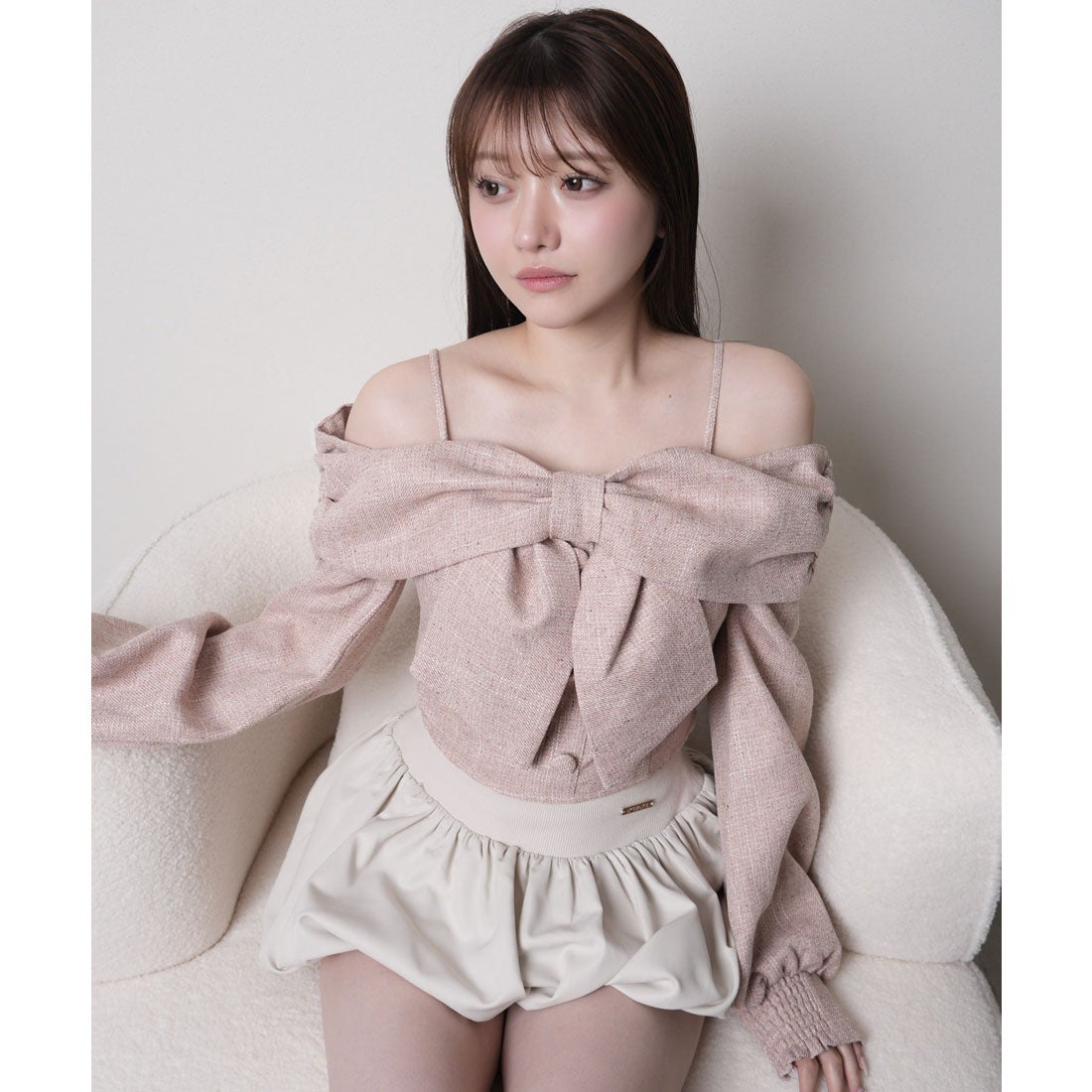 リップサービス LIP SERVICE リボンオフショルロングスリーブトップス