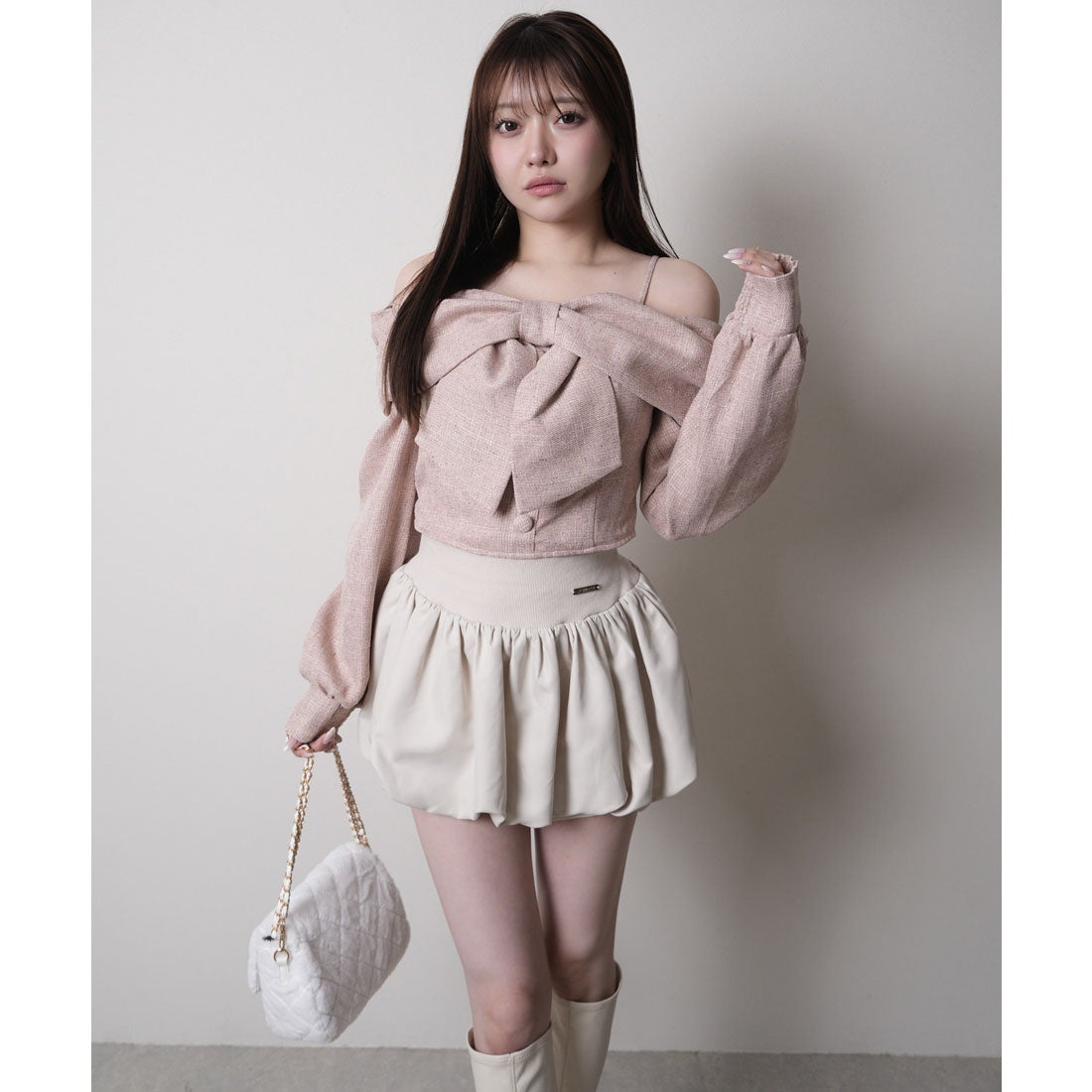 リップサービス LIP SERVICE リボンオフショルロングスリーブトップス