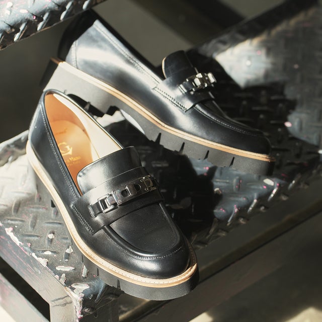 ルカ グロッシ Luca Grossi 異素材コンビモンクストラップシューズ