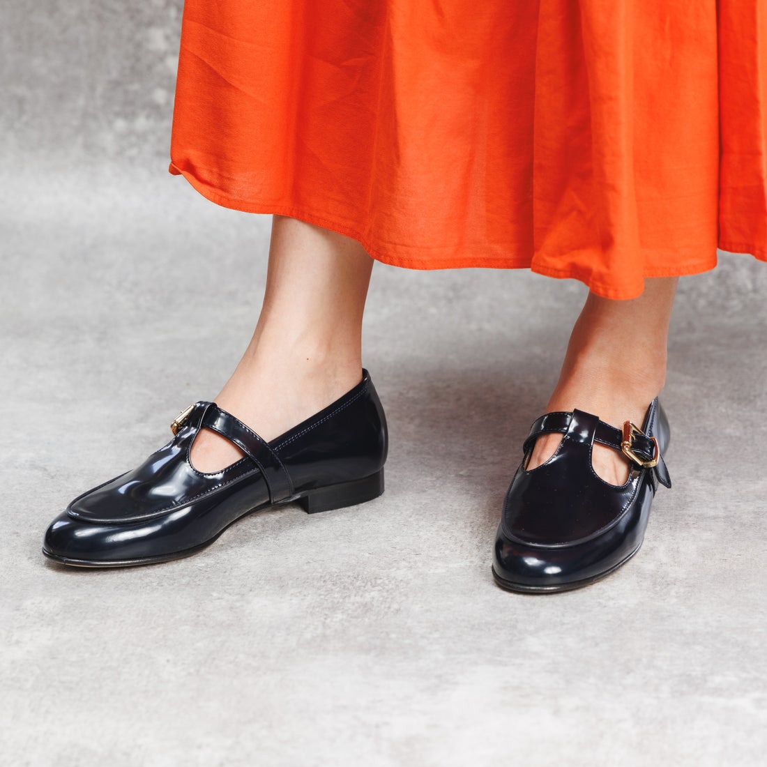 ルカ グロッシ Luca Grossi ストラップローファー （ネイビー